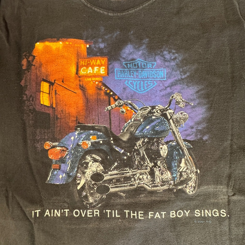 Vintage Y2K Harley Davidson Hi-Way Cafe Made in USA T- Shirt 2001 Men's Black XL